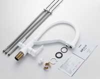 Смеситель для кухни Shevanik S968C с гибким изливом, белый