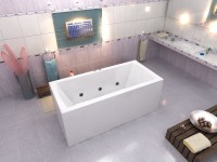 Акриловая ванна Bas Индика 170x80 см, пристенная, с гидромассажем, белая, с каркасом