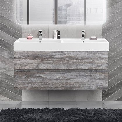 Тумба с раковиной Cezares Molveno 46 120 legno grigio, с раковиной Cezares CZR-MIL-120-2-LVB