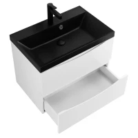 Тумба с раковиной BelBagno Marino 60 подвесная, bianco opaco, черная раковина