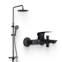 Душевой комплект Смеситель AM.PM Tender F45A10022 + Стойка Like F0780222, черная
