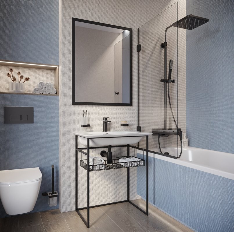 Зеркало STWORKI Брамминг 70х90, черное