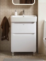 Мебель для ванной комнаты Alavann Lana 60 напольная,раковина Santek Нео 60, белая