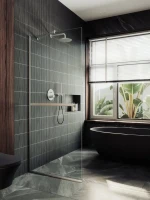 Душевая перегородка Maybahglass MGD-720-5у 69 см, профиль матовый хром, стекло прозрачное