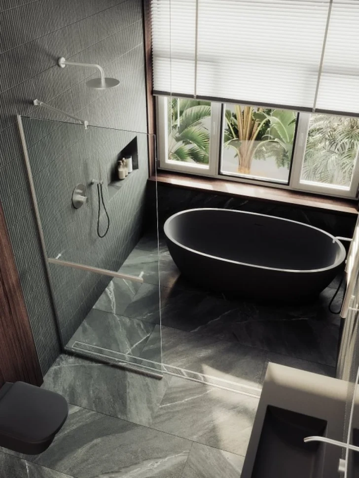 Душевая перегородка Maybahglass MGD-720-5у 69 см, профиль матовый хром, стекло прозрачное