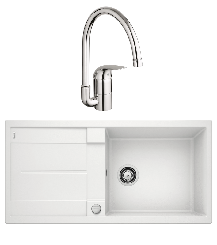 Комплект Мойка Blanco Metra XL 6S 515280 белая + Смеситель Grohe Euroeco