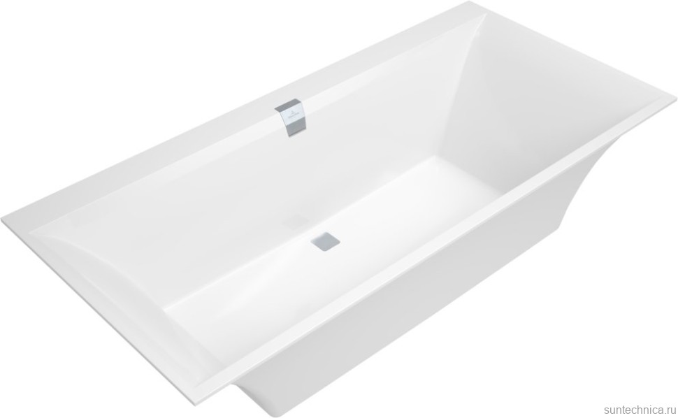 Акриловая ванна Villeroy & Boch Squaro Edge 12 UBQ190SQE2DV-01 190x90 см, встраиваемая, цвет альпийский белый, на ножках, со сливом-переливом