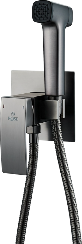 Гигиенический душ Rose R1505T-2 со смесителем, С ВНУТРЕННЕЙ ЧАСТЬЮ, оружейная сталь