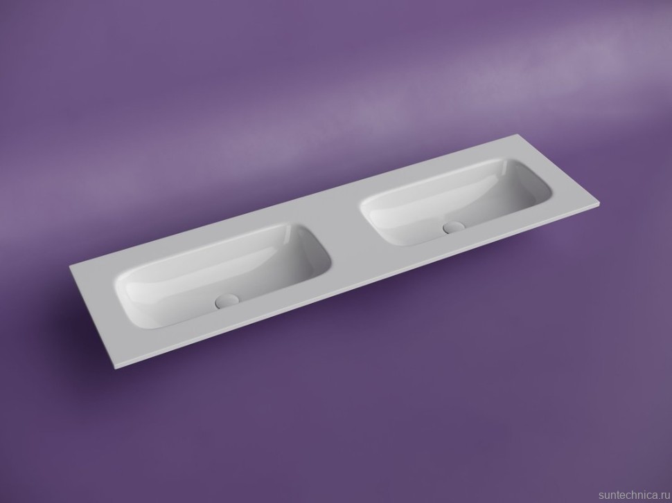 Мебельная раковина Ceramicanova Grace прямоугольная 161 см с двумя чашами без отверстий под смеситель CN7023wx