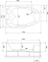 Акриловая ванна Royal Bath Shakespeare RB652100K-L 170x115 см, угловая, левая, пристенная, белая, асимметричная, с каркасом, для двоих