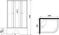 Душевая кабина Niagara Eco E100/80/40L/TN/BK 100х80 см, без крыши