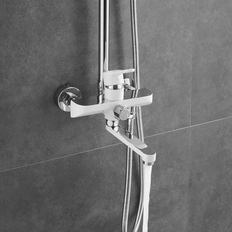 Душевая стойка Shevanik S8136F белый, хром