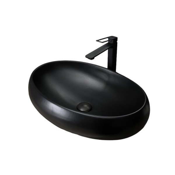 Накладная раковина GID Lago Bm9030a 60 матовая черная, овальная, фаянс