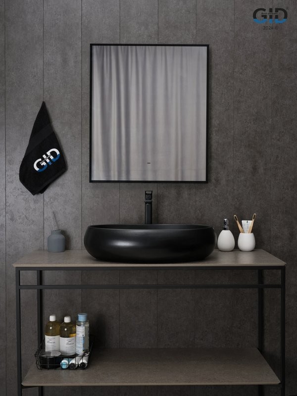 Накладная раковина GID Lago Bm9030a 60 матовая черная, овальная, фаянс