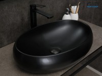 Накладная раковина GID Lago Bm9030a 60 матовая черная, овальная, фаянс