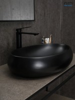 Накладная раковина GID Lago Bm9030a 60 матовая черная, овальная, фаянс