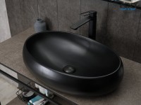 Накладная раковина GID Lago Bm9030a 60 матовая черная, овальная, фаянс