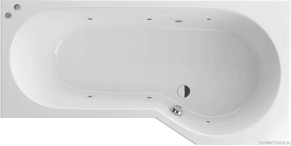 Акриловая ванна Excellent Be Spot WAEX.BSP16.SOFT P 160x80 см, угловая, правая, встраиваемая, с гидромассажем, белая, асимметричная, с каркасом, со сливом-переливом