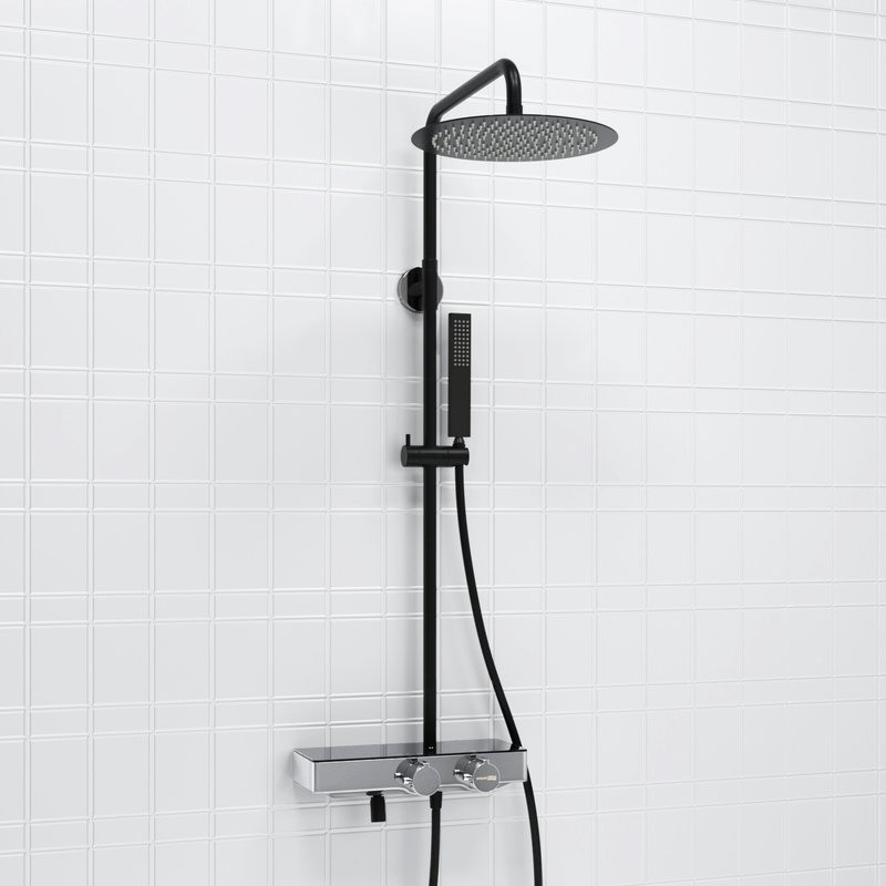Душевая стойка Wasserkraft Abens 2000 A114.160.218.CB Thermo с термостатом, черная