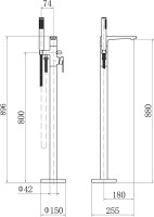 Напольный смеситель для ванны с душем Fashun A3085-7 С ВНУТРЕННЕЙ ЧАСТЬЮ, черный