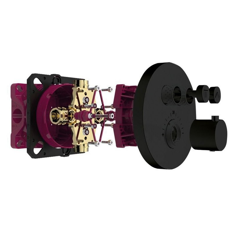 Смеситель для душа с термостатом на 2 потребителя, комплект, черный AQM8802MB