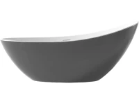 Акриловая ванна Abber AB9233G 185x80 см, отдельностоящая, серая, овальная, с каркасом, со сливом-переливом