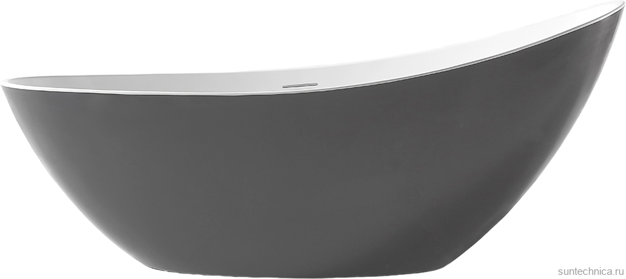 Акриловая ванна Abber AB9233G 185x80 см, отдельностоящая, серая, овальная, с каркасом, со сливом-переливом