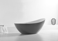 Акриловая ванна Abber AB9233G 185x80 см, отдельностоящая, серая, овальная, с каркасом, со сливом-переливом