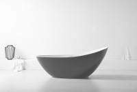 Акриловая ванна Abber AB9233G 185x80 см, отдельностоящая, серая, овальная, с каркасом, со сливом-переливом