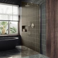 Душевая перегородка Maybahglass MGD-696-5ш 79 см, профиль хром матовый, стекло бронза