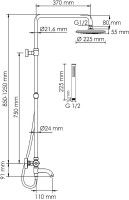 Душевая стойка Wasserkraft Elbe 7400 A288.077.217.BM Thermo с термостатом, черная