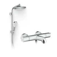 Душевой комплект Термостат Hansgrohe Ecostat 1001 CL ВМ 13201000 для ванны с душем + Стойка Crometta S 240 1jet Showerpipe Rеno 27270000 EcoSmart