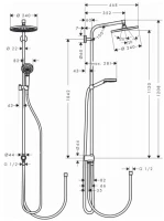 Душевой комплект Термостат Hansgrohe Ecostat 1001 CL ВМ 13201000 для ванны с душем + Стойка Crometta S 240 1jet Showerpipe Rеno 27270000 EcoSmart