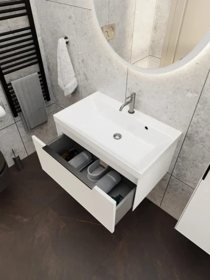 Зеркало круглое La Fenice Terra 65 белое матовое