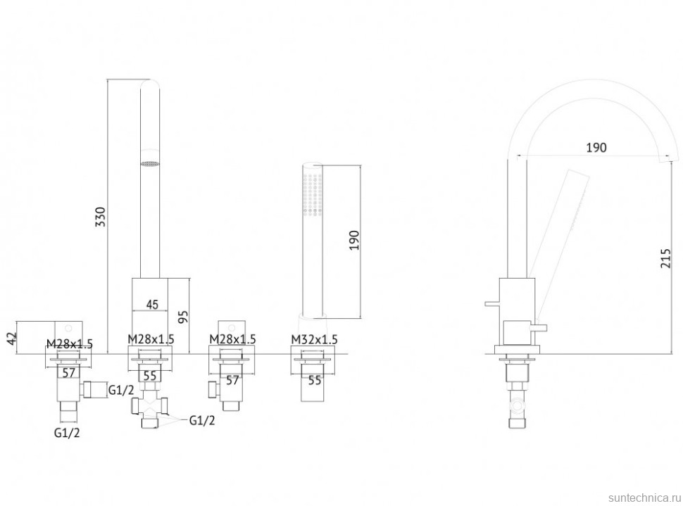 Смеситель на борт ванны Abber Wasser Kreis AF8113G матовое золото