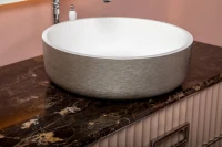 Накладная раковина Armadi Art NeoArt Corian 42 серебро, круглая, искусственный камень