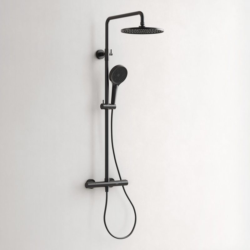 Душевая стойка Sancos Etna SC9007MB с термостатом, черная матовая