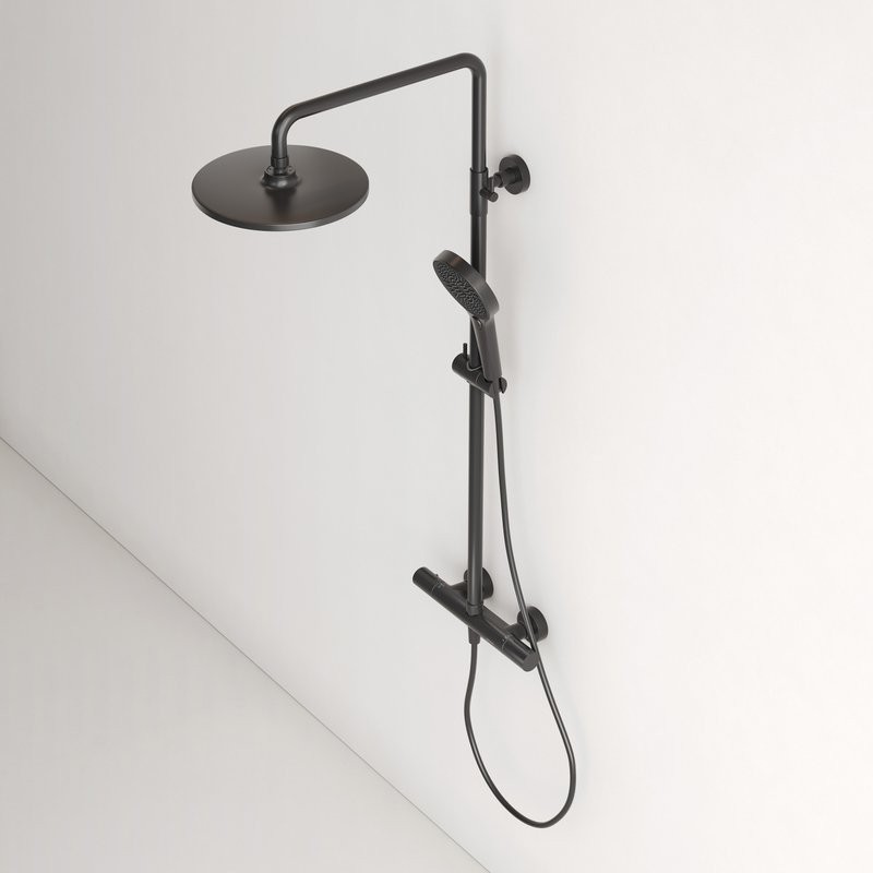 Душевая стойка Sancos Etna SC9007MB с термостатом, черная матовая