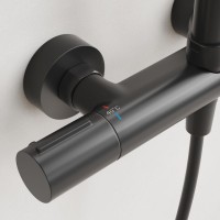 Душевая стойка Sancos Etna SC9007MB с термостатом, черная матовая