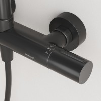 Душевая стойка Sancos Etna SC9007MB с термостатом, черная матовая