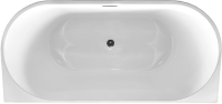 Акриловая ванна Vincea VBT-421-1700MW 170x80 см, пристенная, белая матовая, овальная, с каркасом, со сливом-переливом