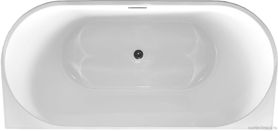 Акриловая ванна Vincea VBT-421-1700MW 170x80 см, пристенная, белая матовая, овальная, с каркасом, со сливом-переливом