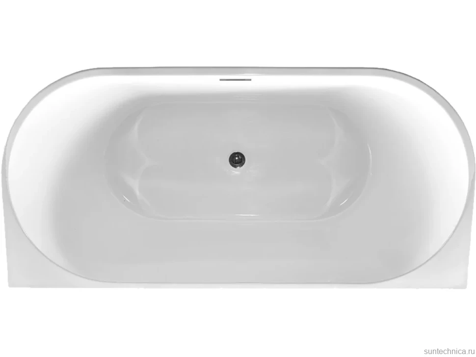 Акриловая ванна Vincea VBT-421-1700MW 170x80 см, пристенная, белая матовая, овальная, с каркасом, со сливом-переливом