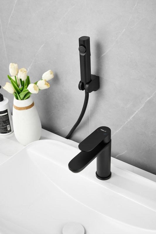 Комплект для раковины BELZ B713 B12713-7 с гигиеническим душем, матовый черный