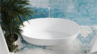 Ванна из искусственного камня Salini Alda Nuova S-Sense 180x90 см, отдельностоящая, белая, овальная, со сливом-переливом, с донным клапаном, фурнитура белая