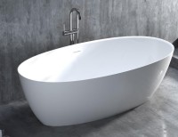 Ванна из искусственного камня Salini Alda Nuova S-Sense 180x90 см, отдельностоящая, белая, овальная, со сливом-переливом, с донным клапаном, фурнитура белая