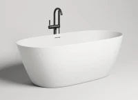 Ванна из искусственного камня Salini Alda Nuova S-Sense 180x90 см, отдельностоящая, белая, овальная, со сливом-переливом, с донным клапаном, фурнитура белая