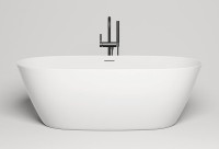 Ванна из искусственного камня Salini Alda Nuova S-Sense 180x90 см, отдельностоящая, белая, овальная, со сливом-переливом, с донным клапаном, фурнитура белая
