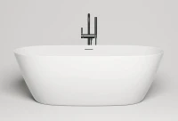 Ванна из искусственного камня Salini Alda Nuova S-Sense 180x90 см, отдельностоящая, белая, овальная, со сливом-переливом, с донным клапаном, фурнитура белая