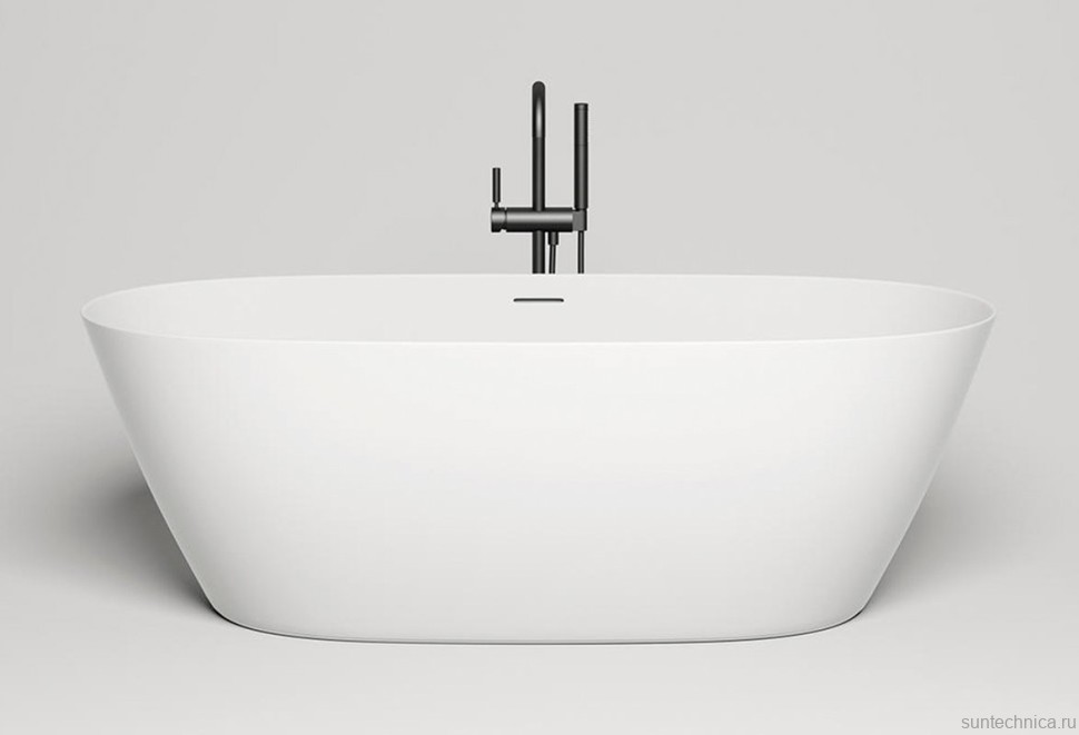 Ванна из искусственного камня Salini Alda Nuova S-Sense 180x90 см, отдельностоящая, белая, овальная, со сливом-переливом, с донным клапаном, фурнитура белая